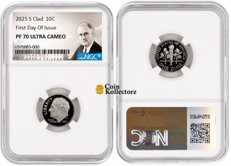 Presale 2025 S Roosevelt Dime Clad 10C NGC PF70 Ultra Cameo First Day Of Issue-image