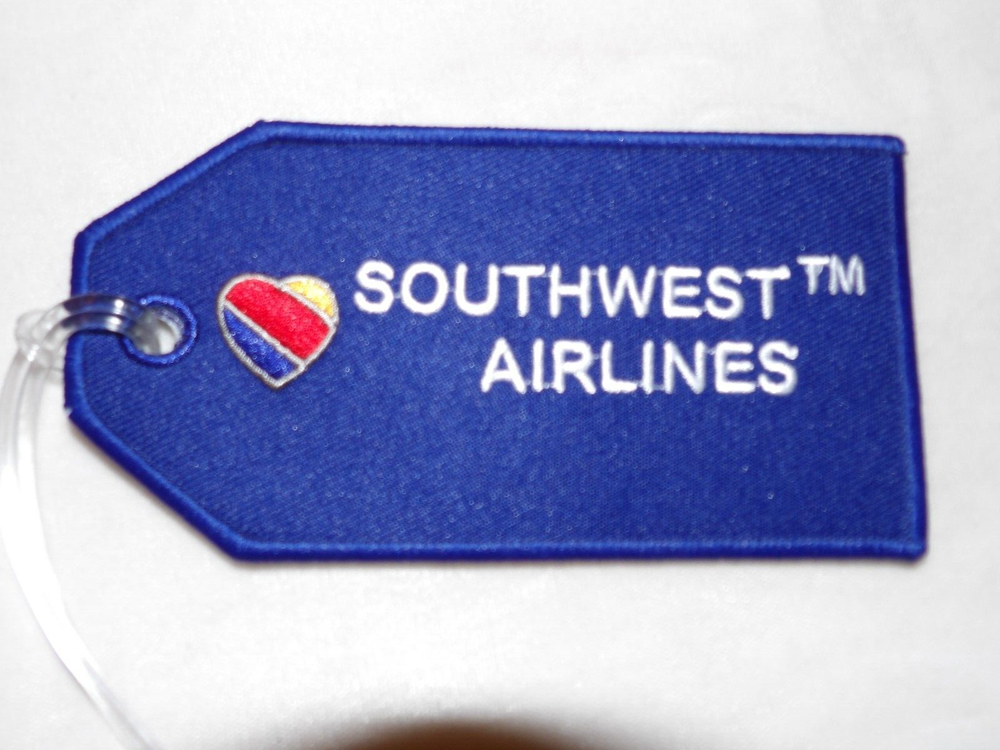 SOUTHWEST AIRLINE BAGGAGE LUGGAGE TAG EMBROIDERED AIRPLANE PILOT CUSTOM GIFT NEW