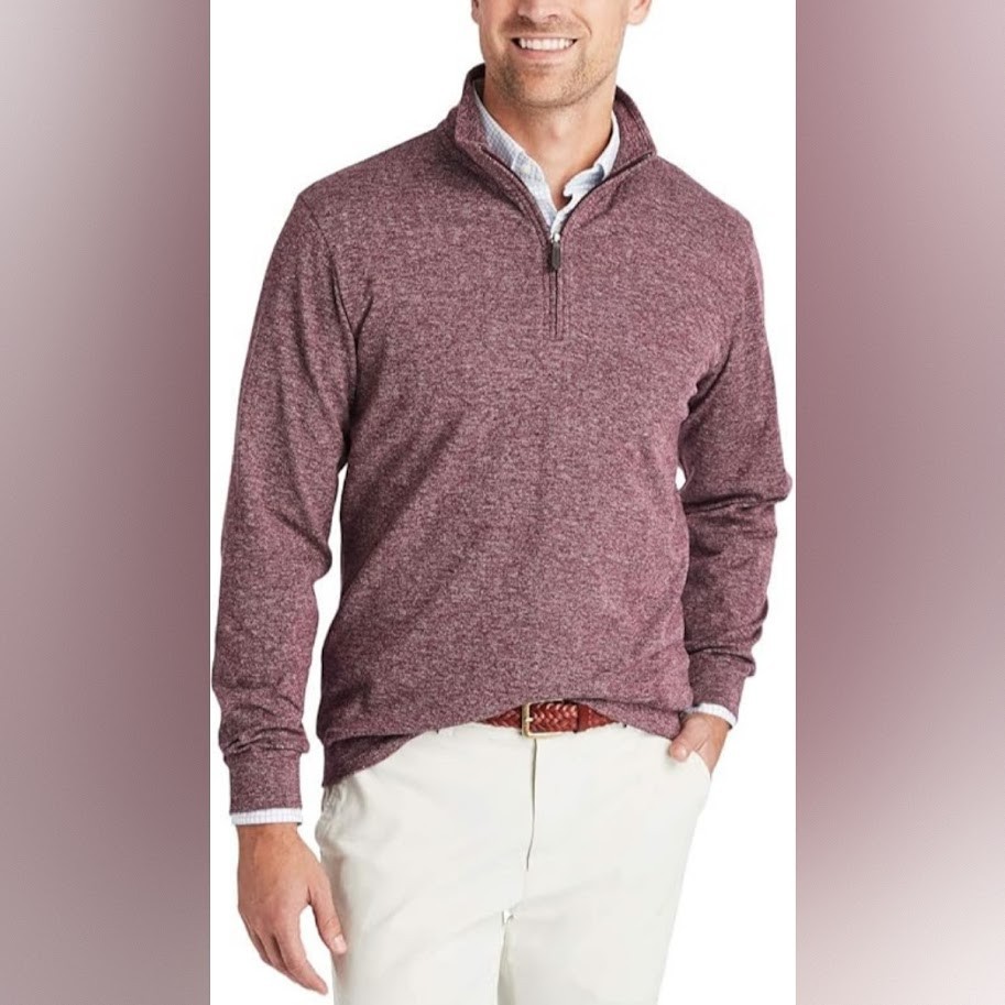 Vineyard Vines Men's Sweater Medium Maroon Burgundy Quarter Zip Pullover