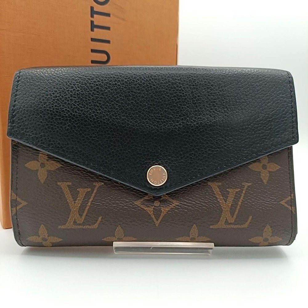 LOUIS VUITTON Pallas Compact Wallet Monogram Black Clean Condition
