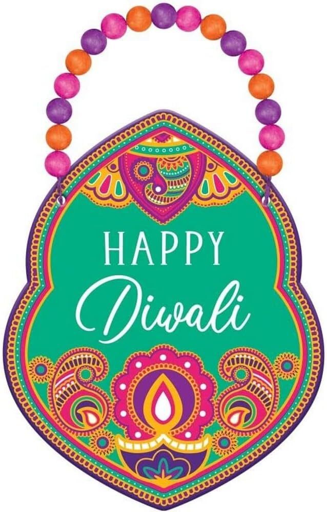 Diwali Indian Hindu Festival Lights Holiday Party Decoration Beaded Hanging Sign