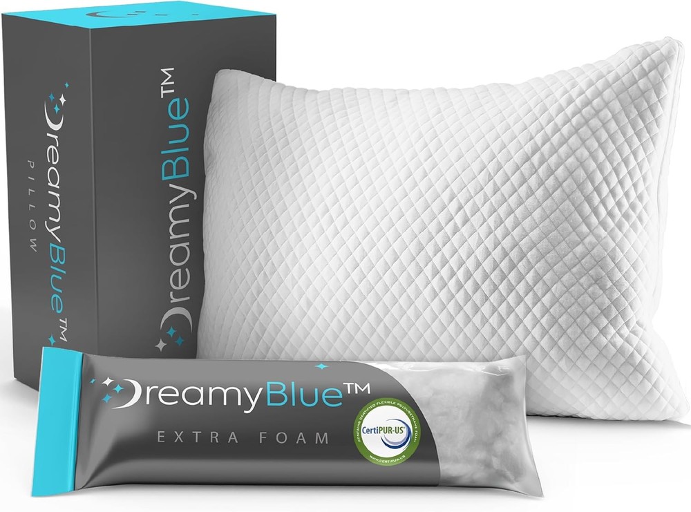 DreamyBlue Adjustable Loft Queen Pillow in White