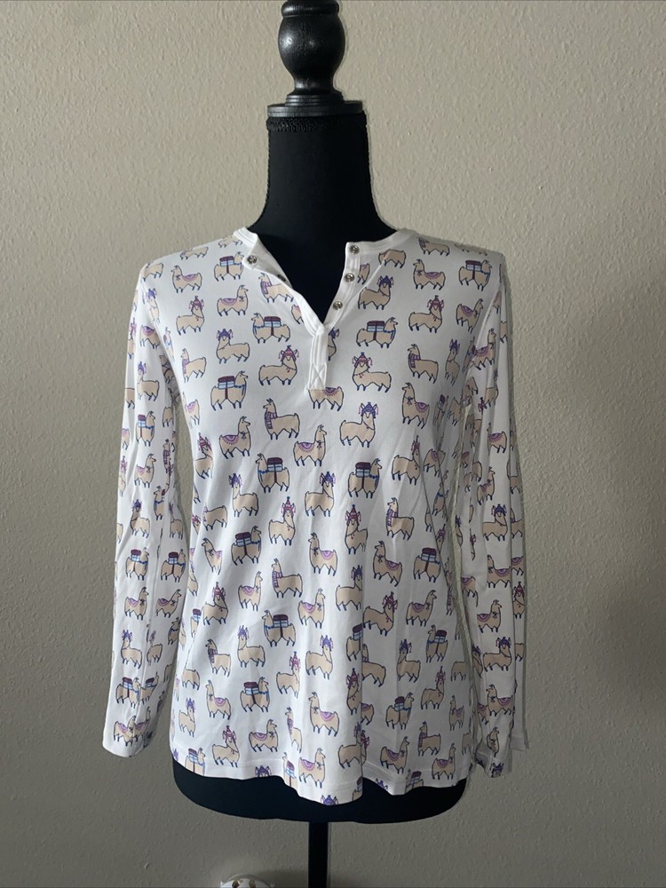 Anthropologie Roller Rabbit Pajama Shirt Alpaca Sleep Paca Cozy XSmall