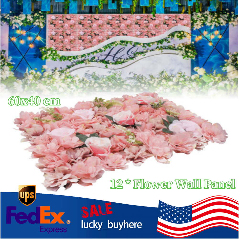 12Pcs Artificial Flower Wall Panels multiple colour Wedding Home Party Decor NEW