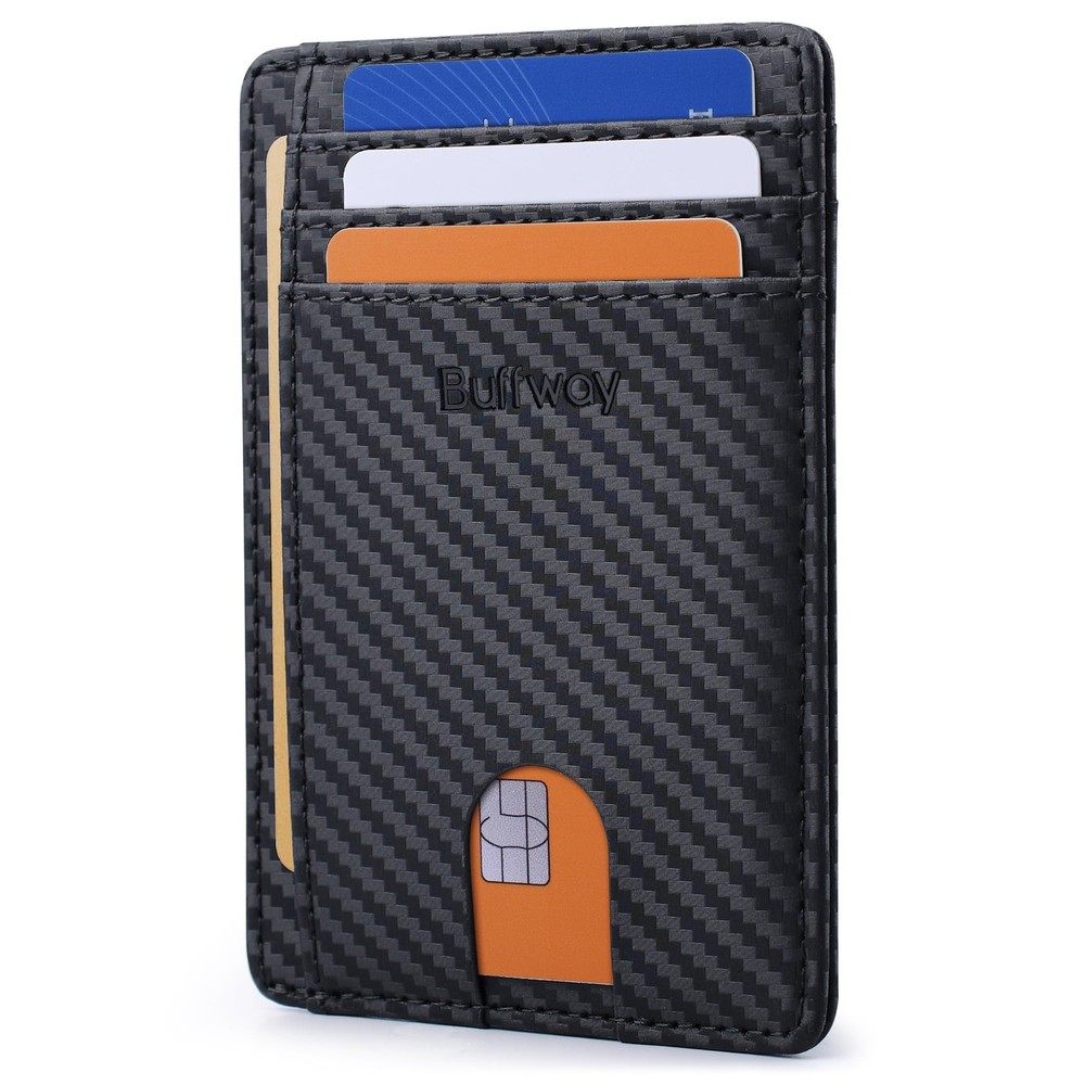 Buffway Slim RFID Blocking Front Pocket Leather Wallet for Men