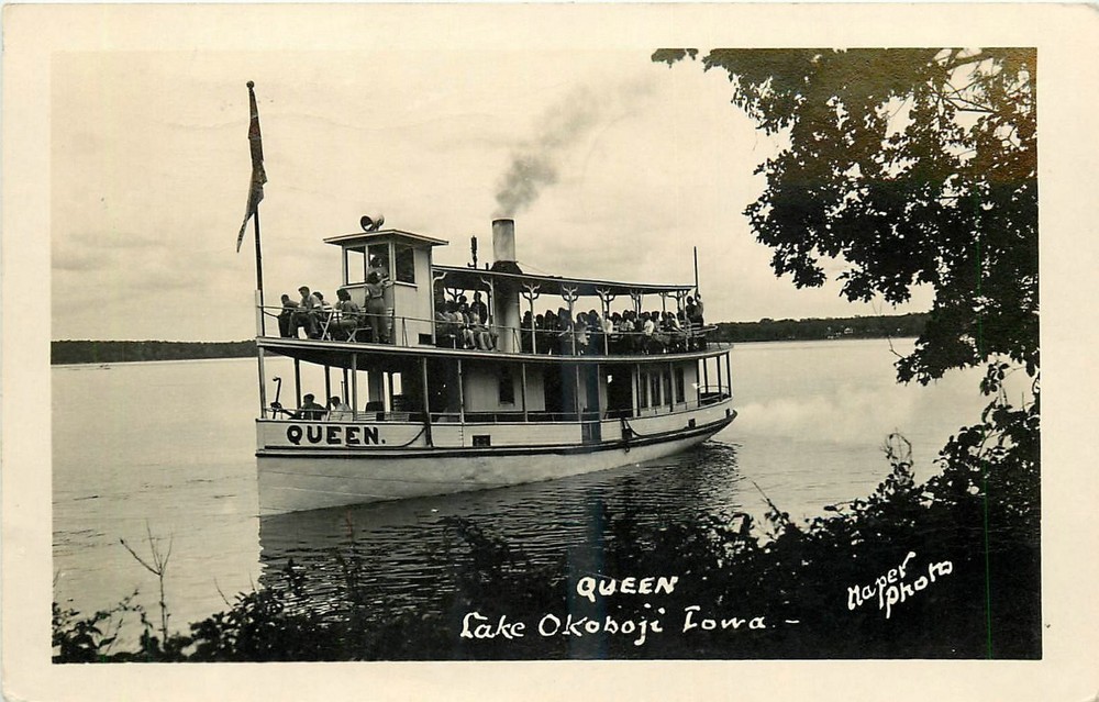 19149 Lake Okoboji Iowa Queen Naper occupation RPPC Postcard 25-6739
