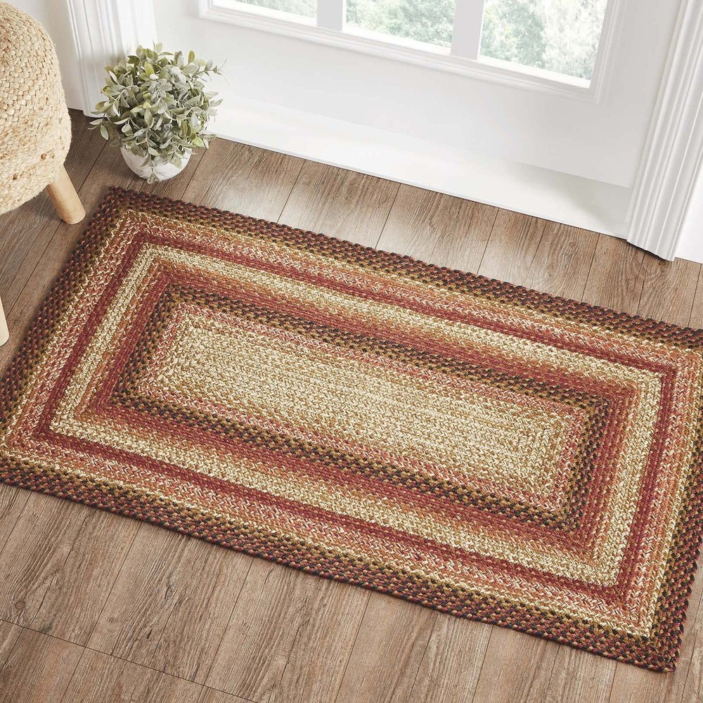 Ginger Spice Rug with PVC Pad, Jute Blend, Rectangle, Orange Red Tan, 27x48 i...