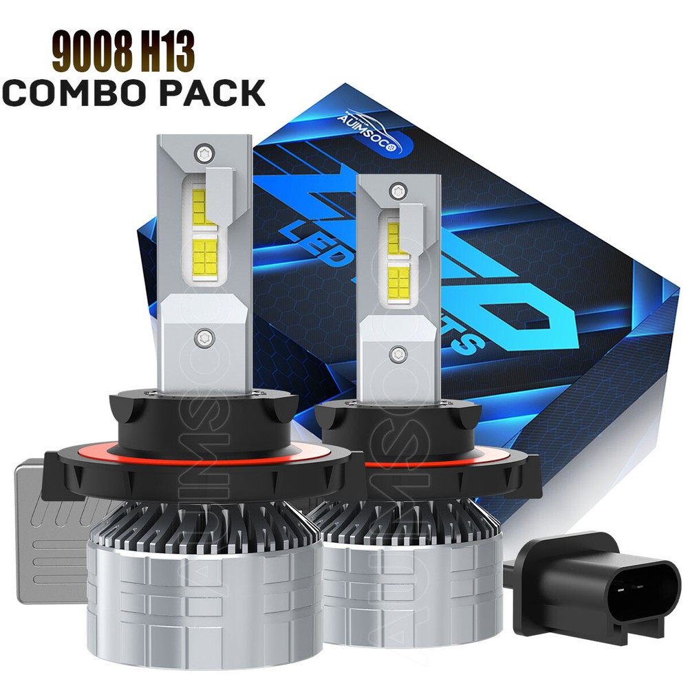 H13 9008 LED Headlight Bulbs High Low Beam 6500K Xenon White Super Bright
