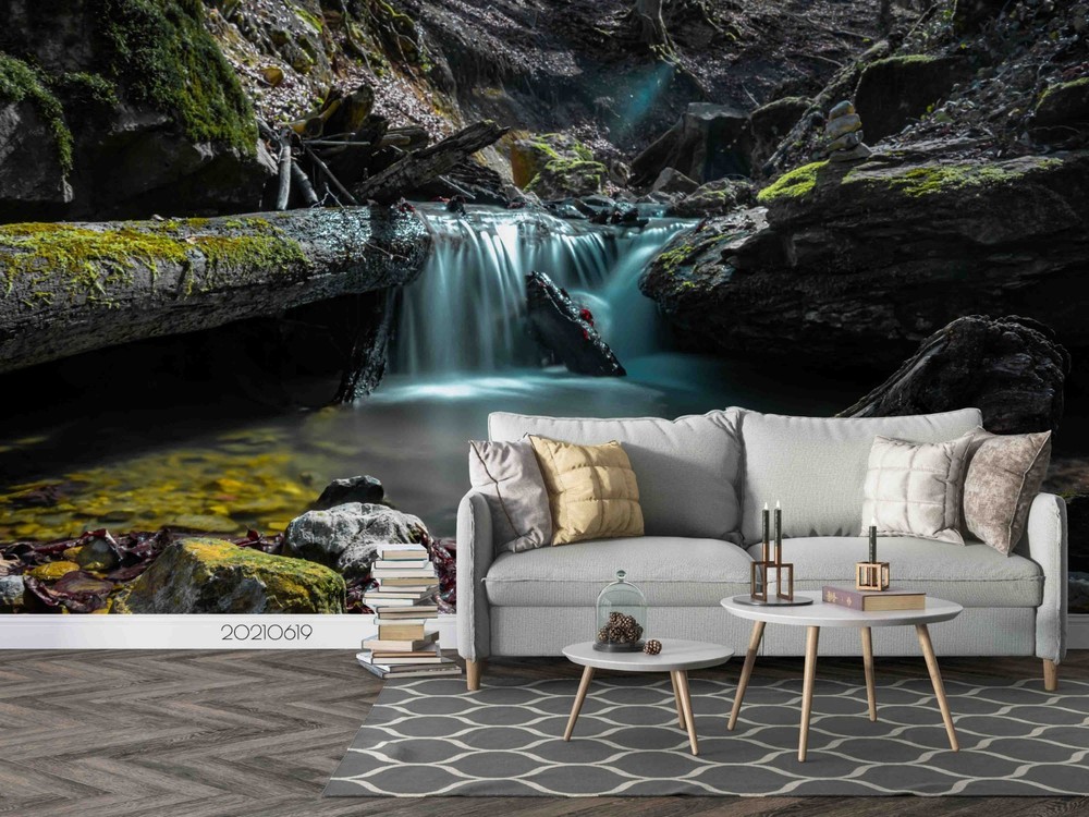 3D Mountain Waterfall River Landscape Wall Murals Wallpaper Murals Wall Sticker