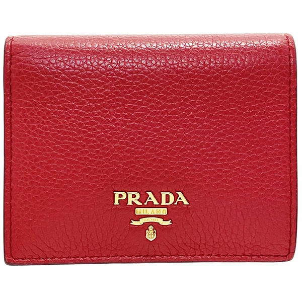 Prada Wallet Logo Leather Red Navy Blue