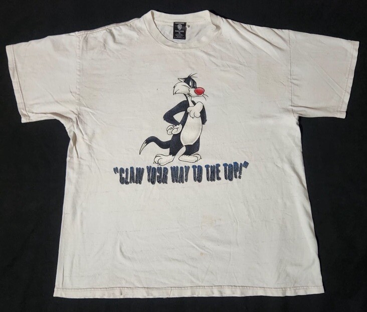 Vtg Warner Bros Looney Tunes Sylvester Big Graphic T Shirt XL double sided