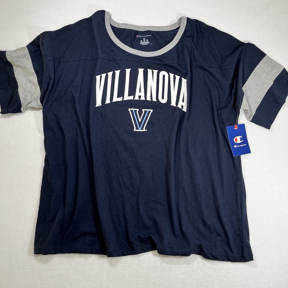 Champion Villanova Wildcats Women's XL Crop Half Sleeve Shirt Blue NCAA New