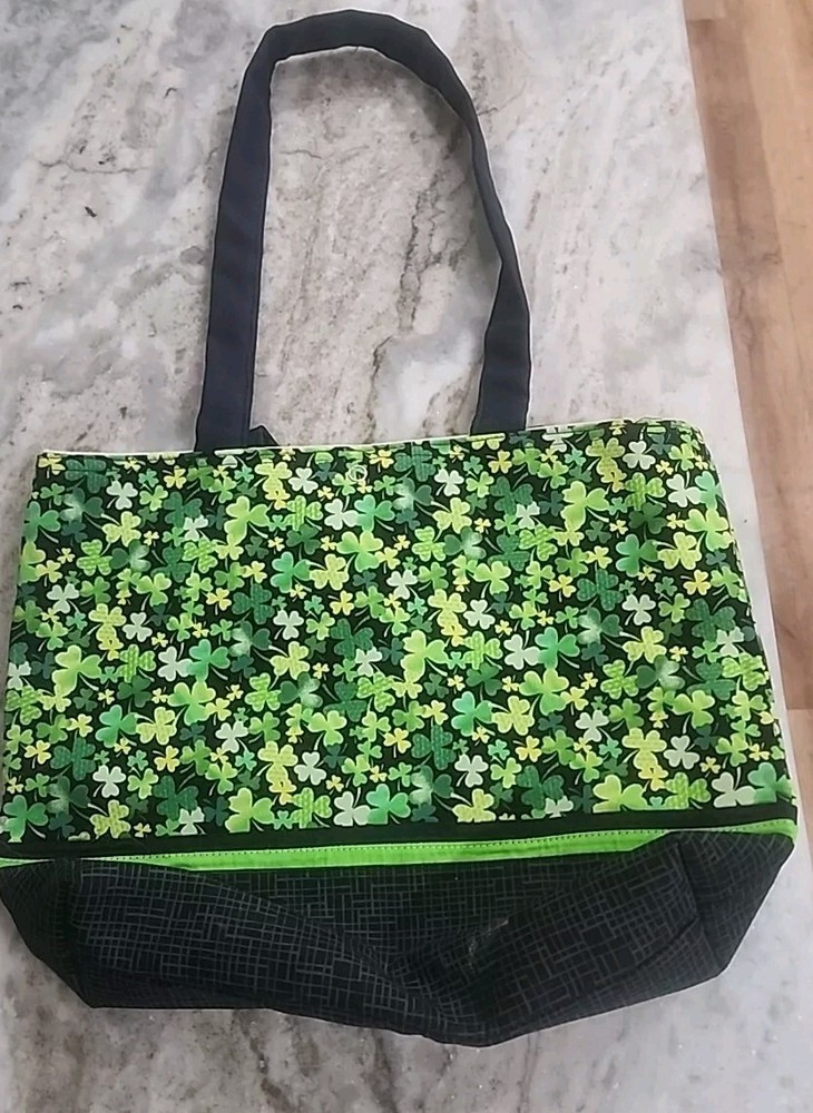 Handmade 4-Leaf Clover Canvas Shopping Tote Bag