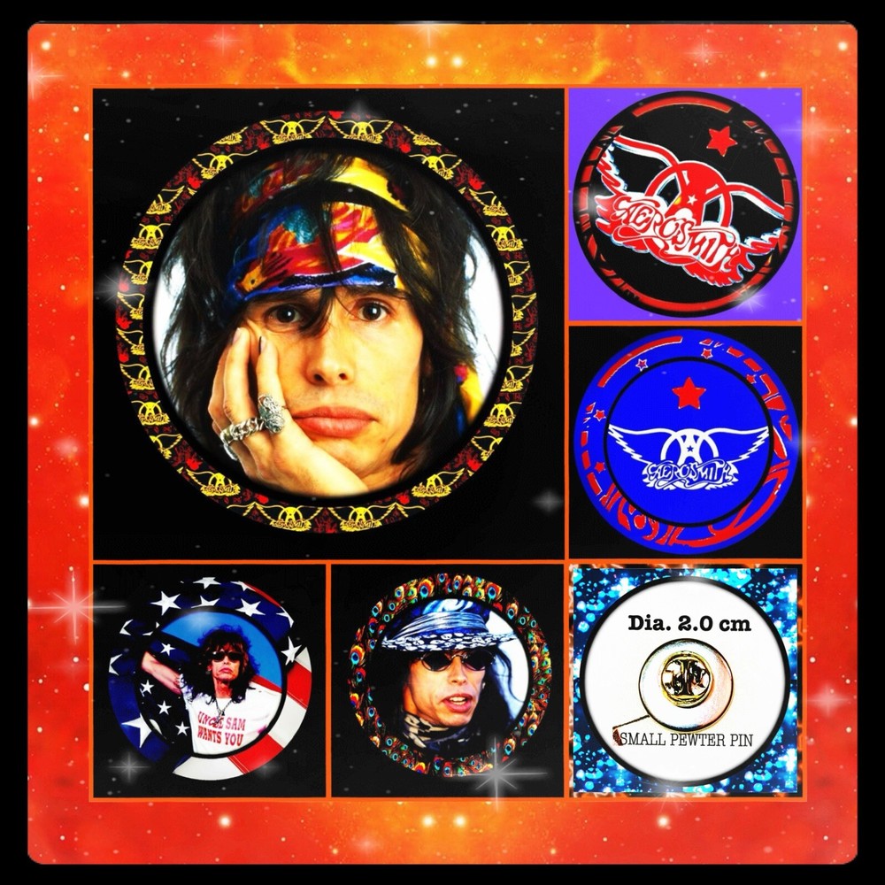 AEROSMITH STEVEN TYLER FIVE SMALL PINS 🇺🇸 CONCERT MERCH & MEMORABILIA