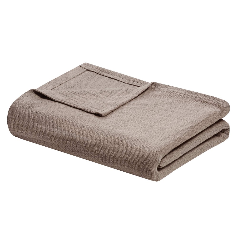 Freshspun Basketweave Luxury Cotton Blanket Khaki 66x90