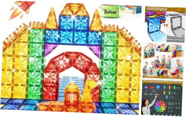 50PCS Magnetic Tiles Kids Toys for Toddler STEM Magnet Building Diamond Tiles