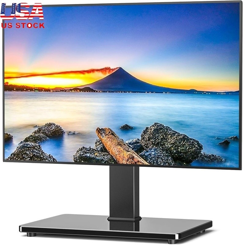 Swivel TV Stand Adjustable Height Tabletop Mount VESA Compatibility 32-75 Inch