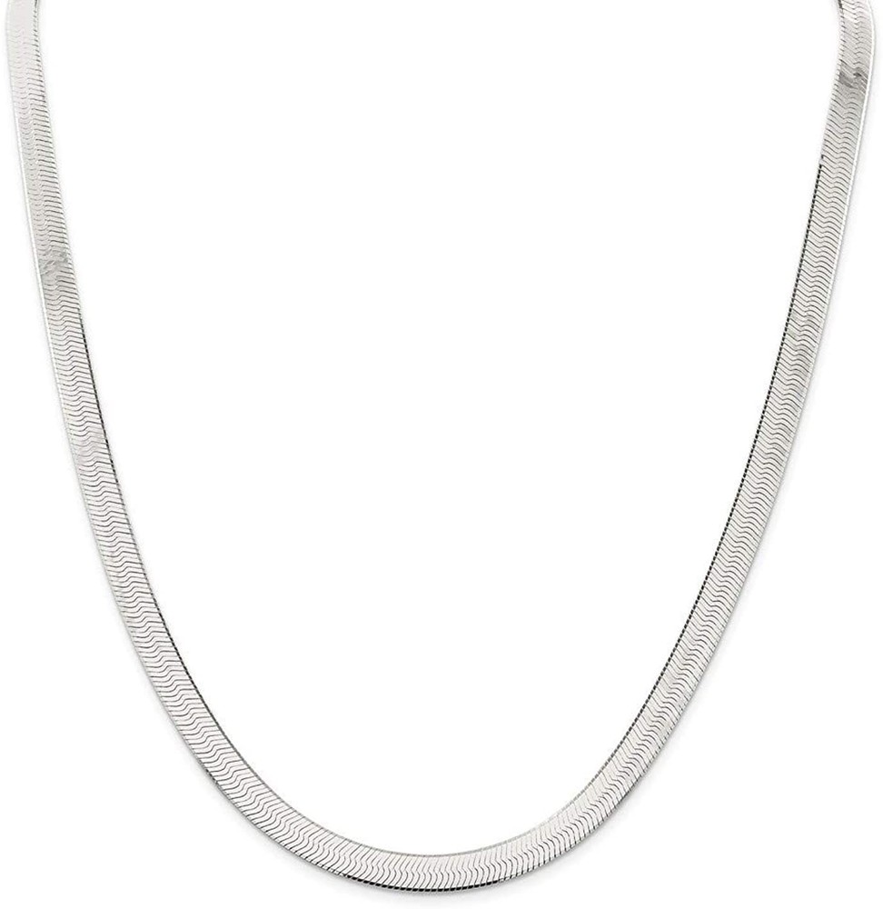 925 Sterling Silver Herringbone Flat Snake Magic Chain Necklace 7mm & 8.5mm
