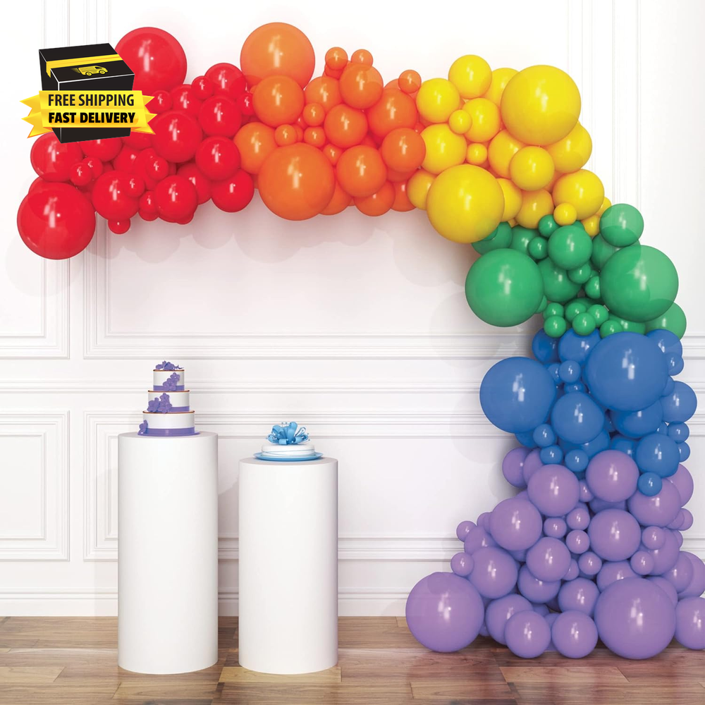 Rainbow Balloon Arch Kit -135 Pcs Colorful Pride Balloons Included for Balloon G