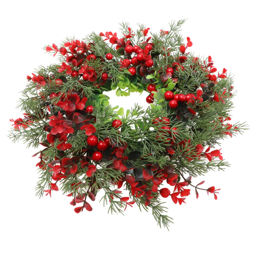 Red Berry Wreath Artificial Garland for Front Door Decor