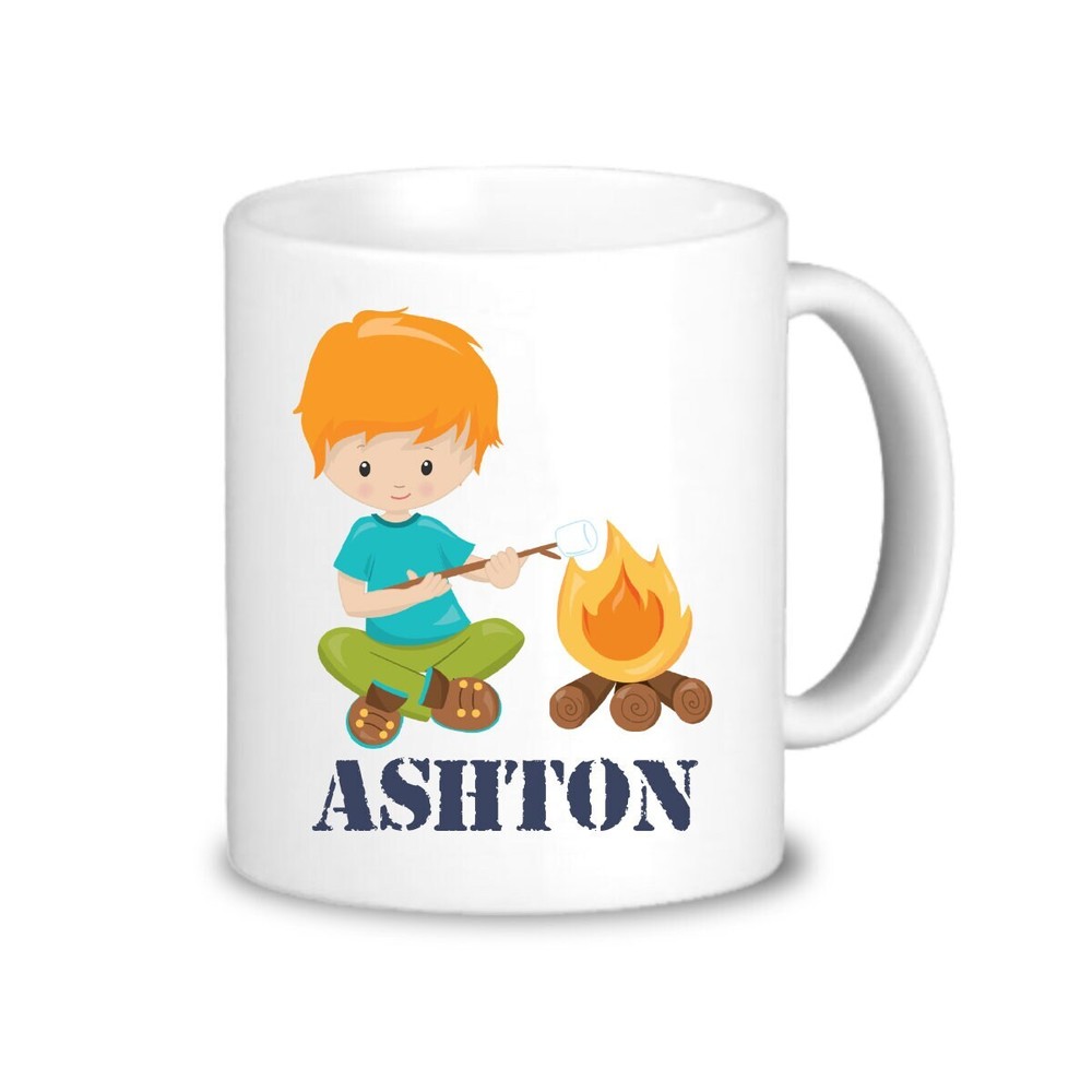 Kids Camping Mug Camp Fire Drinkware Cup Great Outdoor Boy Camper Personalized