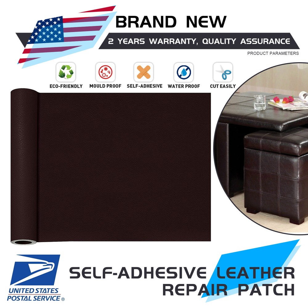 Self-Adhesive Coffee Leather Repair Kit Patch Sticker Sofa Clothing Car Bus Seat