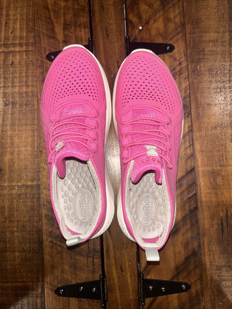 Crocs Womens Literide Pacer Sneakers in Pink Size 6 Lace Up Casual Shoes