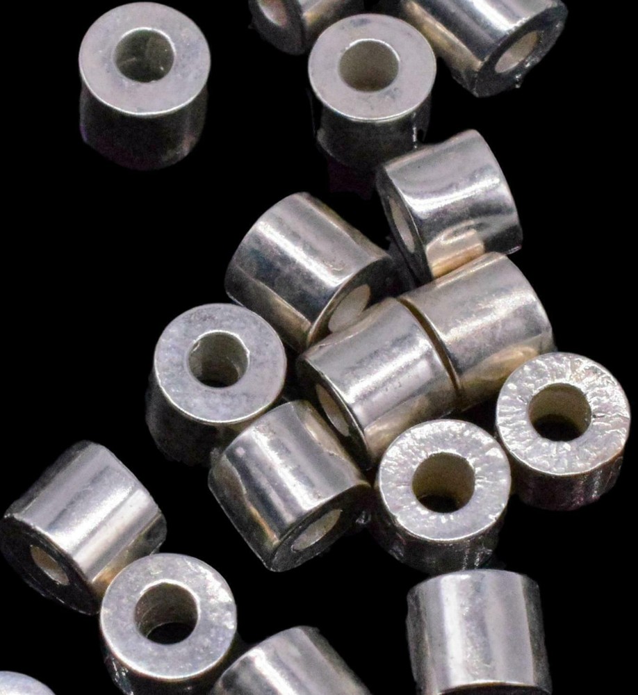20 Silver Tube Cylinder Beads 3-4mm for Vintage Jewelry Making Crafts
