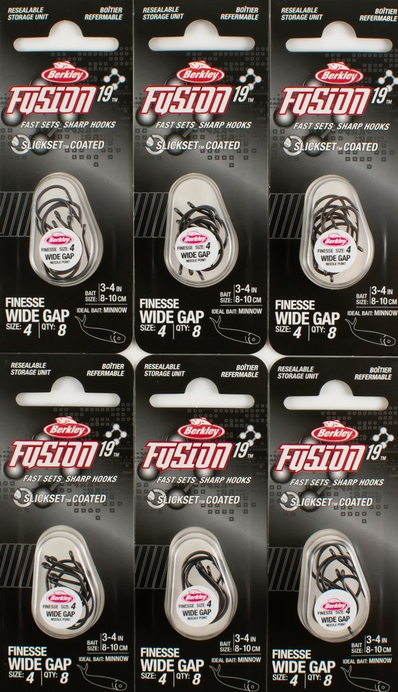 6 Berkley Fusion19 Finesse Wide Gap Hooks Size 4 #1405877