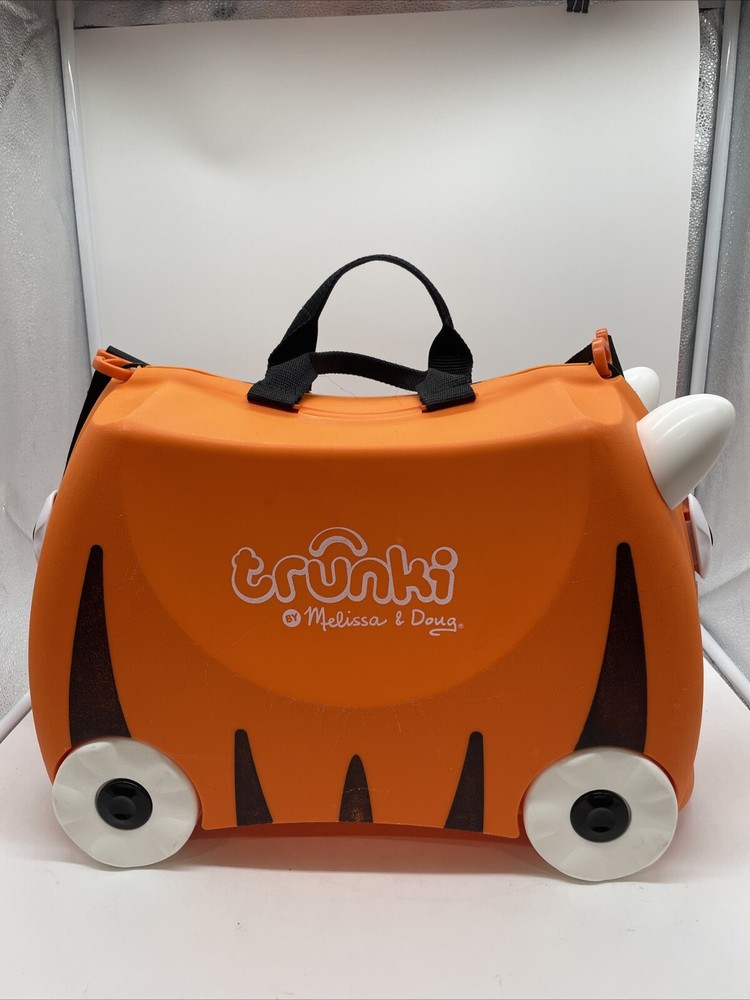 Melissa & Doug Trunki Tiger Kids Ride-On Suitcase Carry-On Luggage Orange Bag