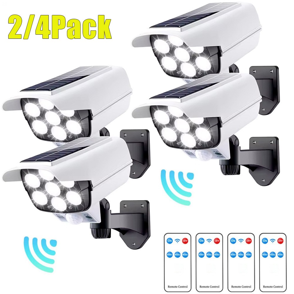 2/4PACK Solar 77 LED Outdoor Motion Sensor Solar Lights Fake Security Camera USA