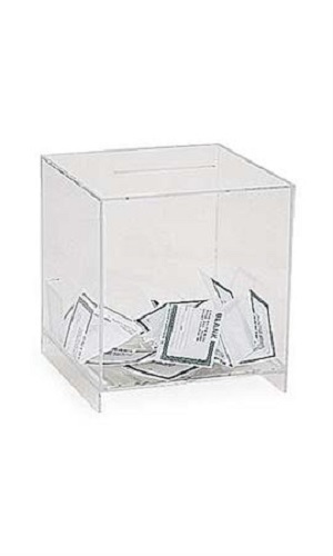 Ballot Raffle Box Clear Acrylic Plastic Charity Donation 9