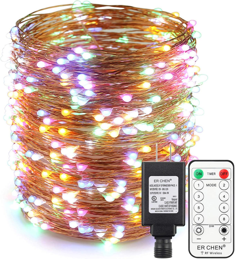 Copper Wire Led String Lights, Plug in 165Ft 50M 500 Led Fairy Lights with RF Re