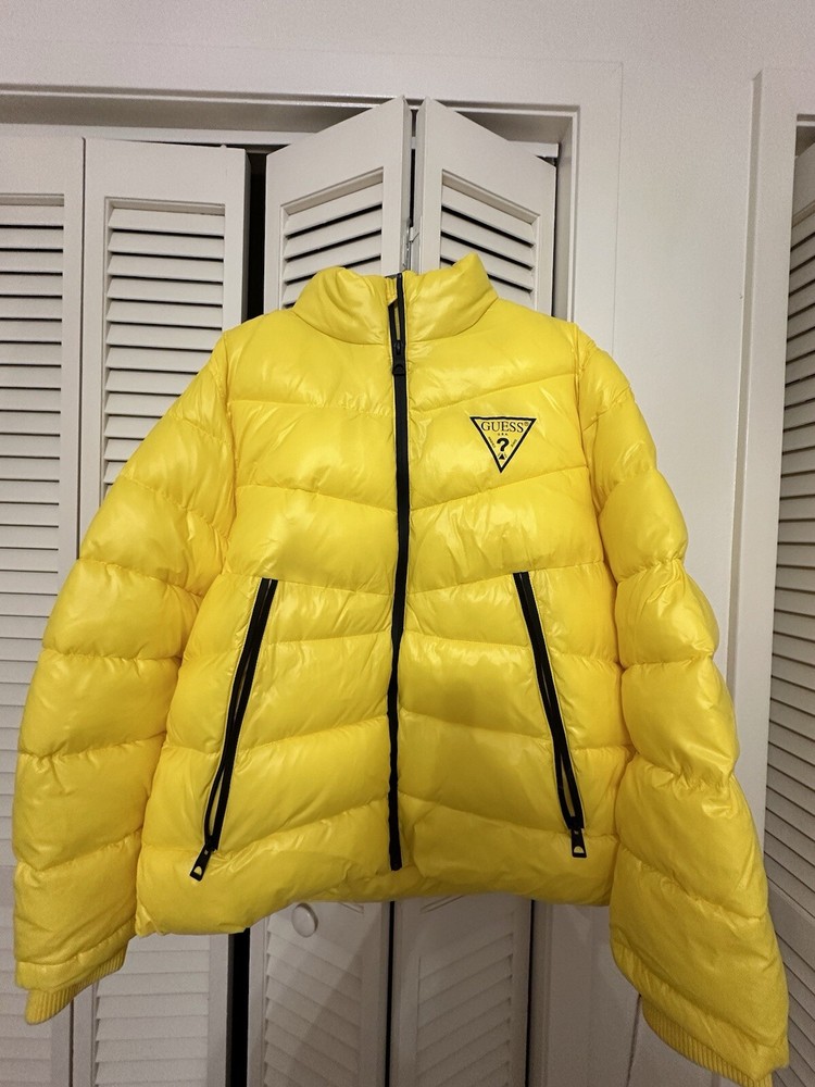 GUESS Men's XL Polyester Puffer Jacket with 3 Pockets Full Zip Authentic $220