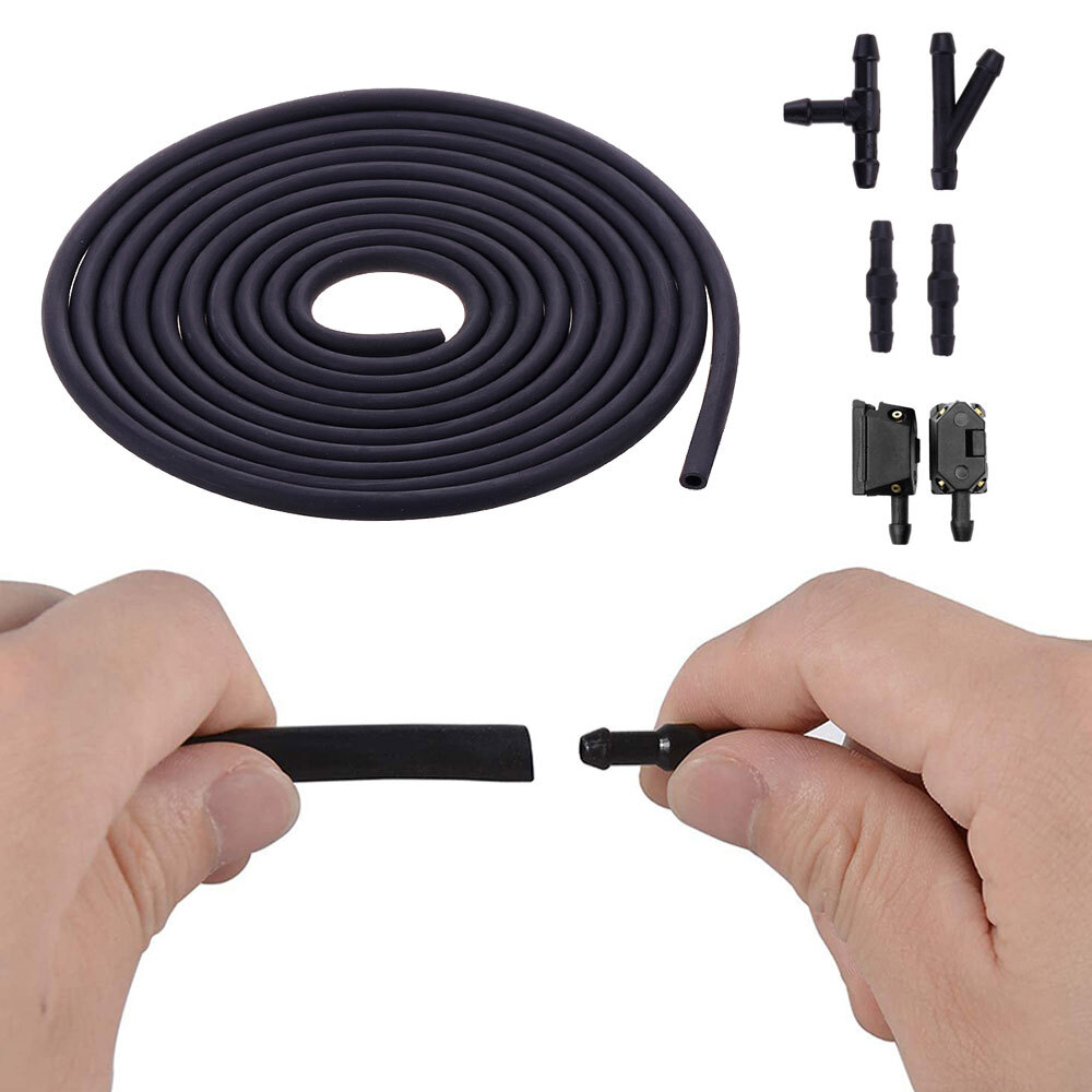Car Front Windscreen Wiper Arm Washer Nozzle Jet 4Way Check Valve Tube Pipe Hose