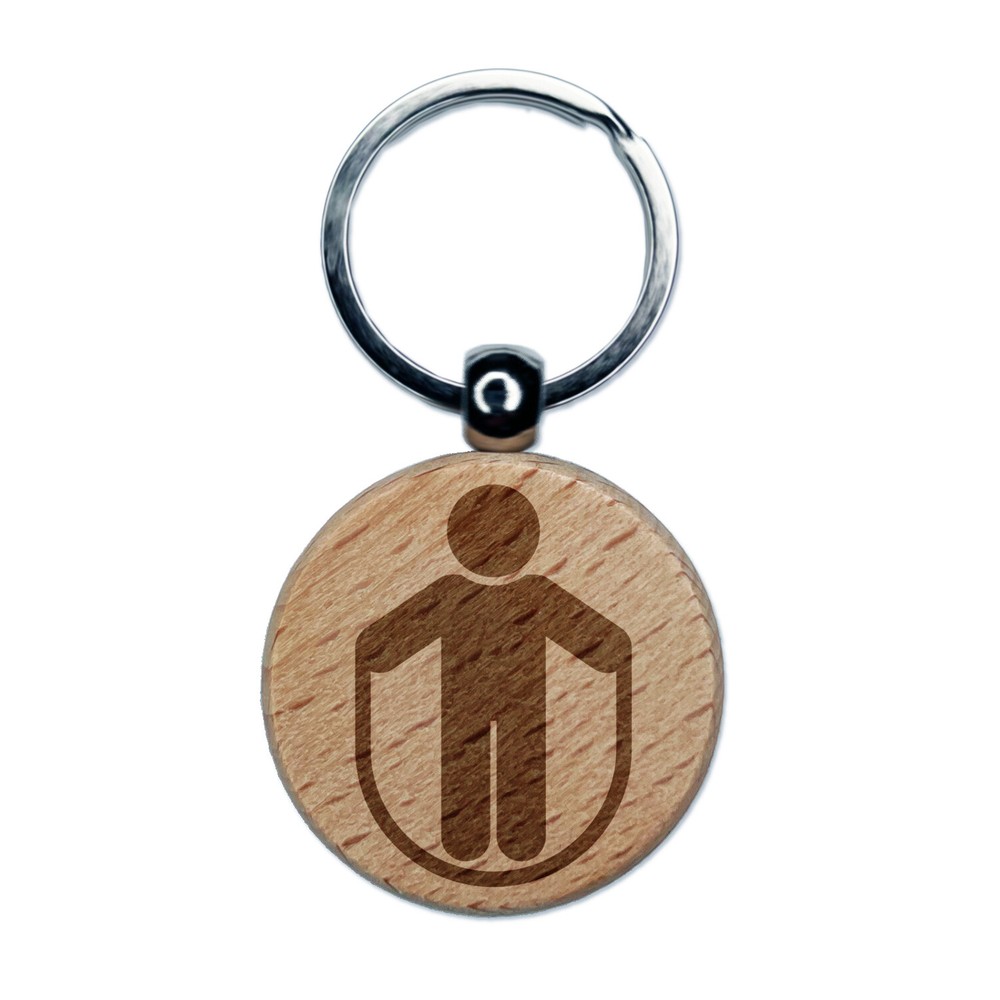 Jump Rope Fitness Engraved Wood Round Keychain Tag Charm
