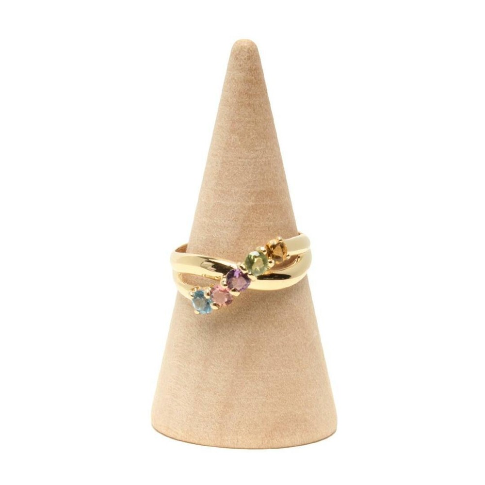 K18 Citrine Peridot Amethyst Pink Tourmaline Blue Topaz Ring Size 10 for Women