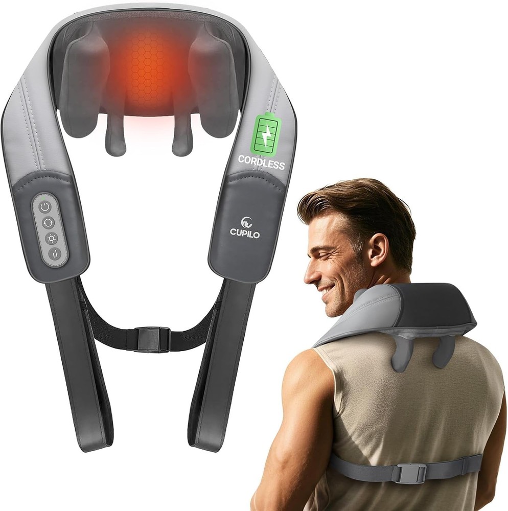Shiatsu Neck Shoulder Massager with Heat for Pain Relief - FSA HSA Eligible Fathers Day Gift