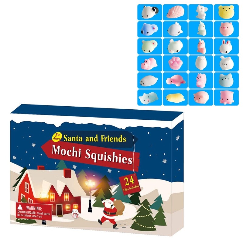 Christmas Advent Calendar Squeeze Set Animals 24 Days Countdown Dolls