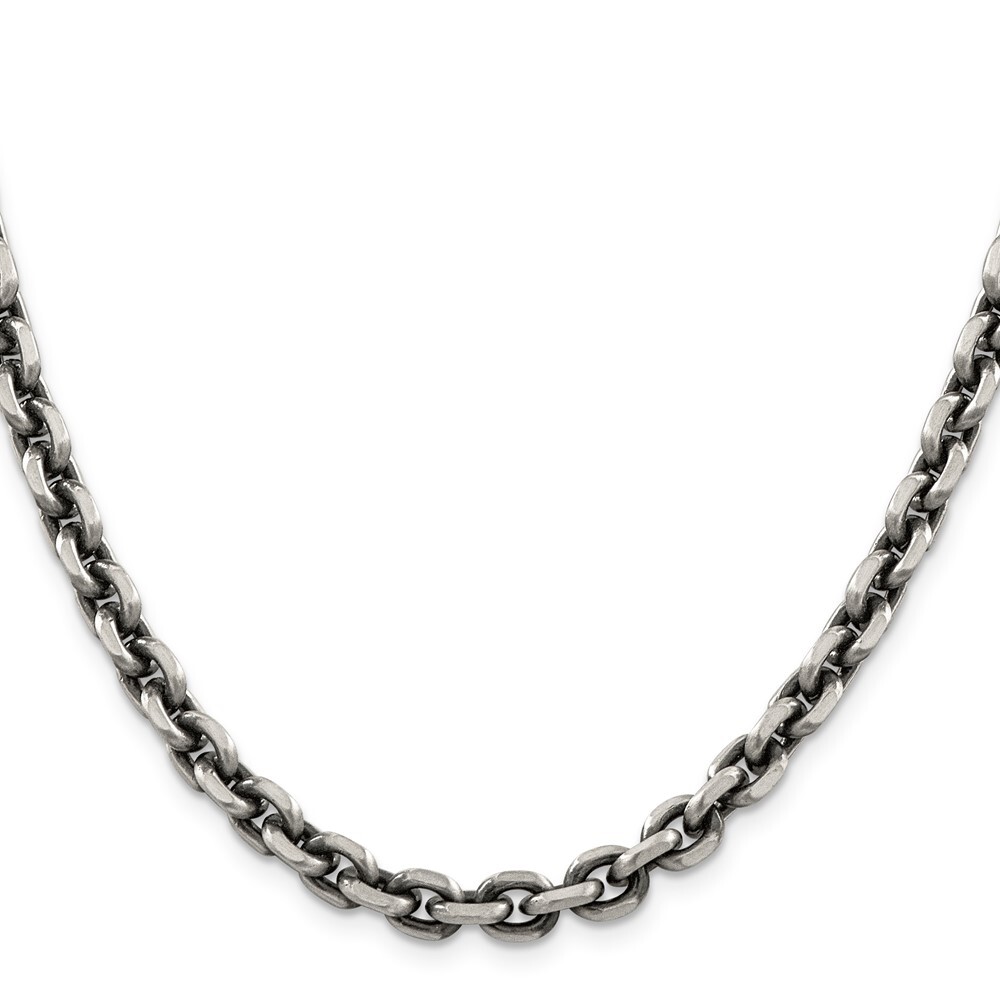 Sterling Silver 7.0mm Diamond-cut Elongated Open Link Chain Necklace 24
