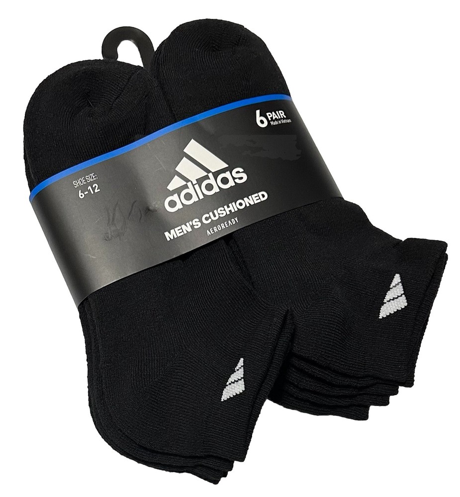 Adidas Men's Cushioned 6-Pairs Low Cut Socks   Black