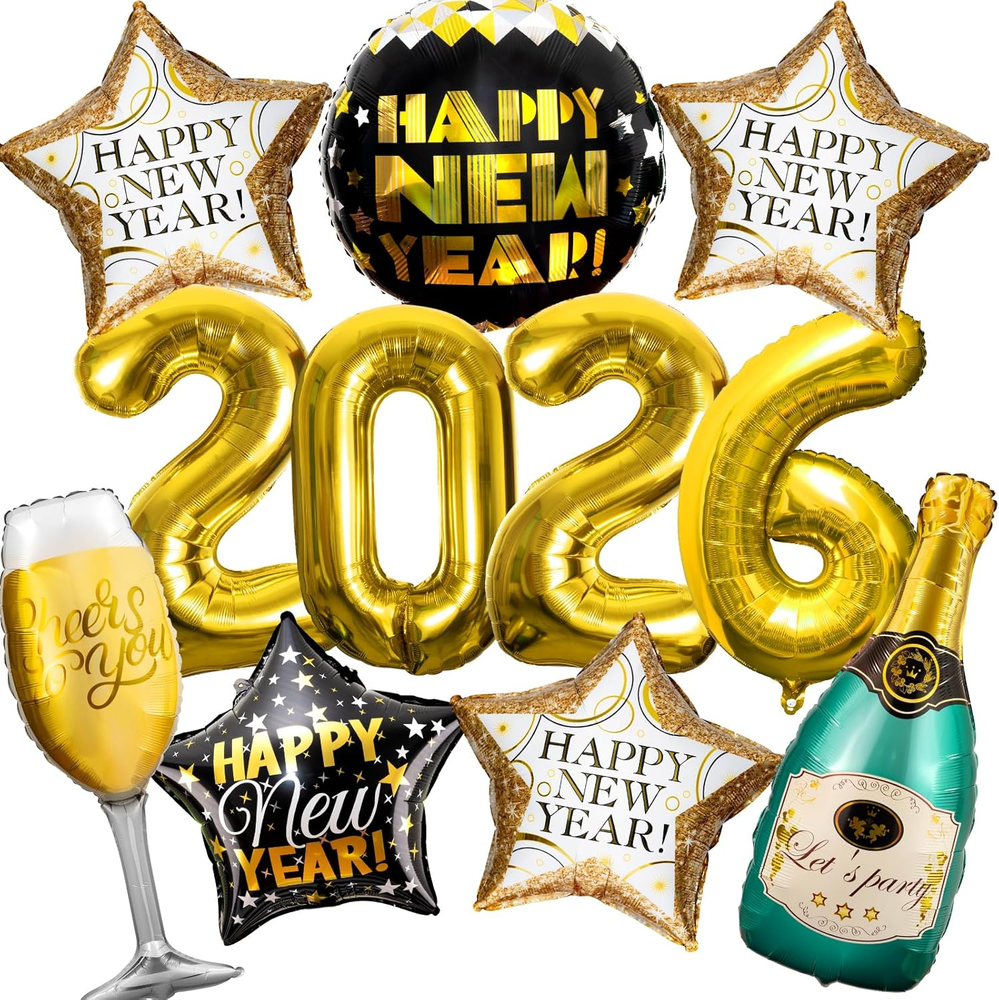 Happy New Years Eve Party Supplies 2026, 11 Pcs Foil Balloon New Year Decoration-image