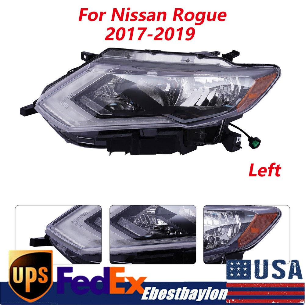 2017-2019 Nissan Rogue Left Halogen Headlight Driver Side OEM Replacement