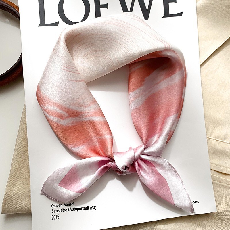 100% Mulberry Silk 21-Inch Womens Scarf Fashion Neckerchief Wrap in White or Pink