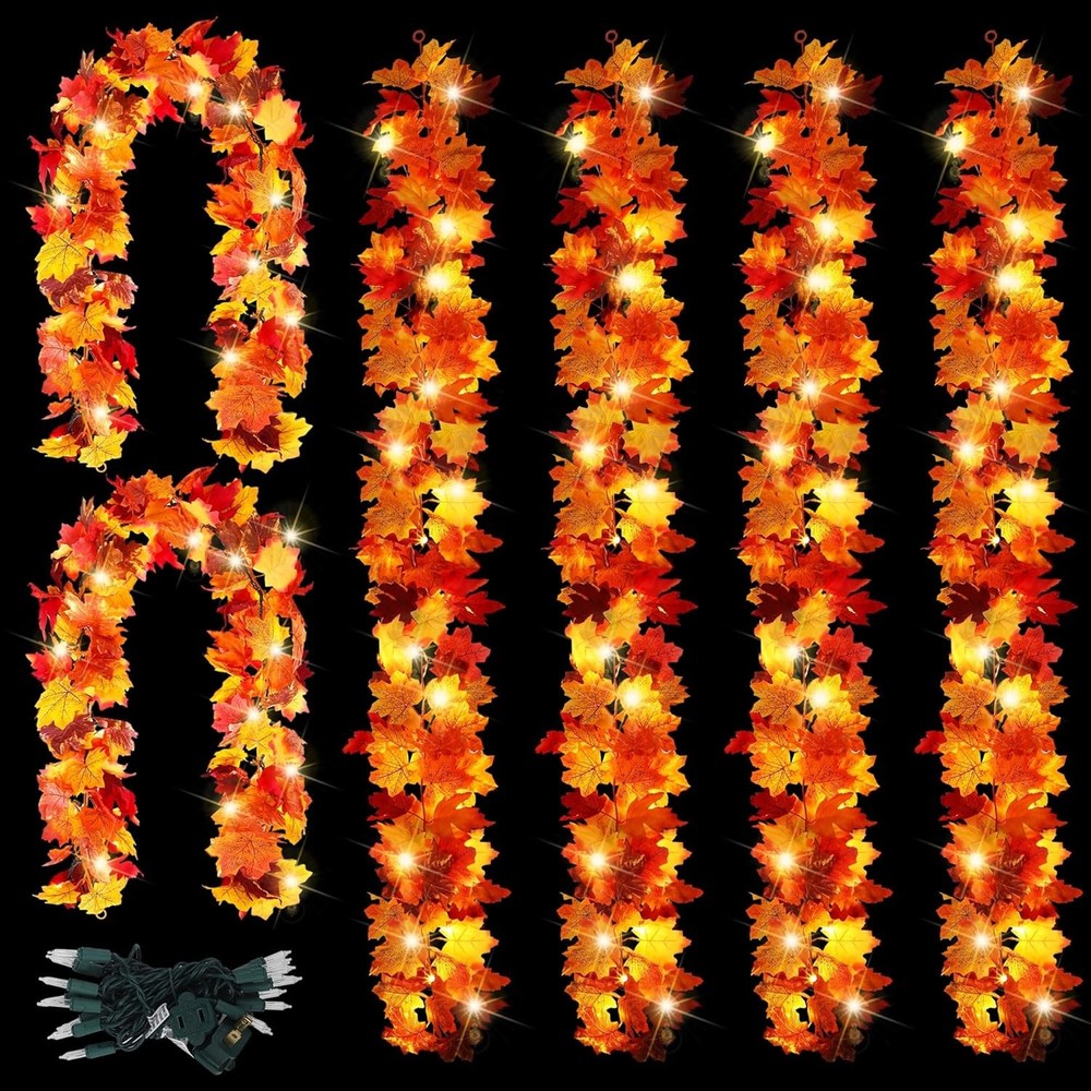 Fovths 6-Pack Fall Maple Leaf Decor in Orange Yellow Red Autumn Colors