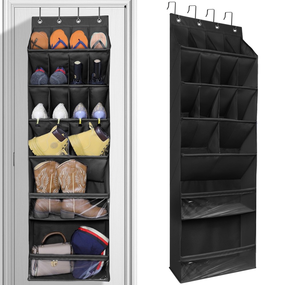 Over The Door Shoe Organizer with Large Deep Pockets for Narrow Spaces