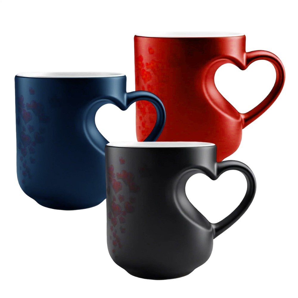Valentine's Day Heart-Shaped Color Changing Magic Ceramic Mug 325ml Novelty Cup
