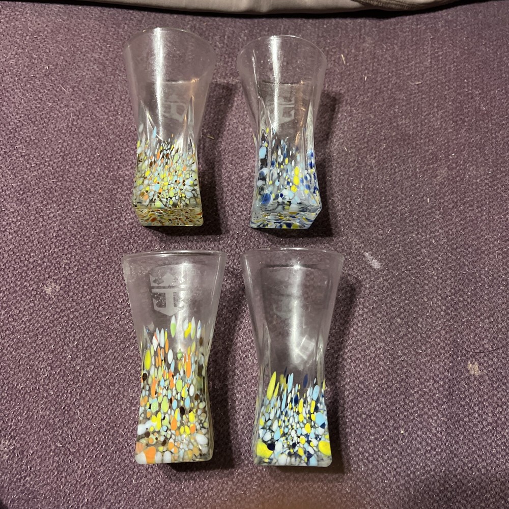 Royal Caribbean 4-Piece Millifiori Shot Glass Set with Logo 4 Inches Tall