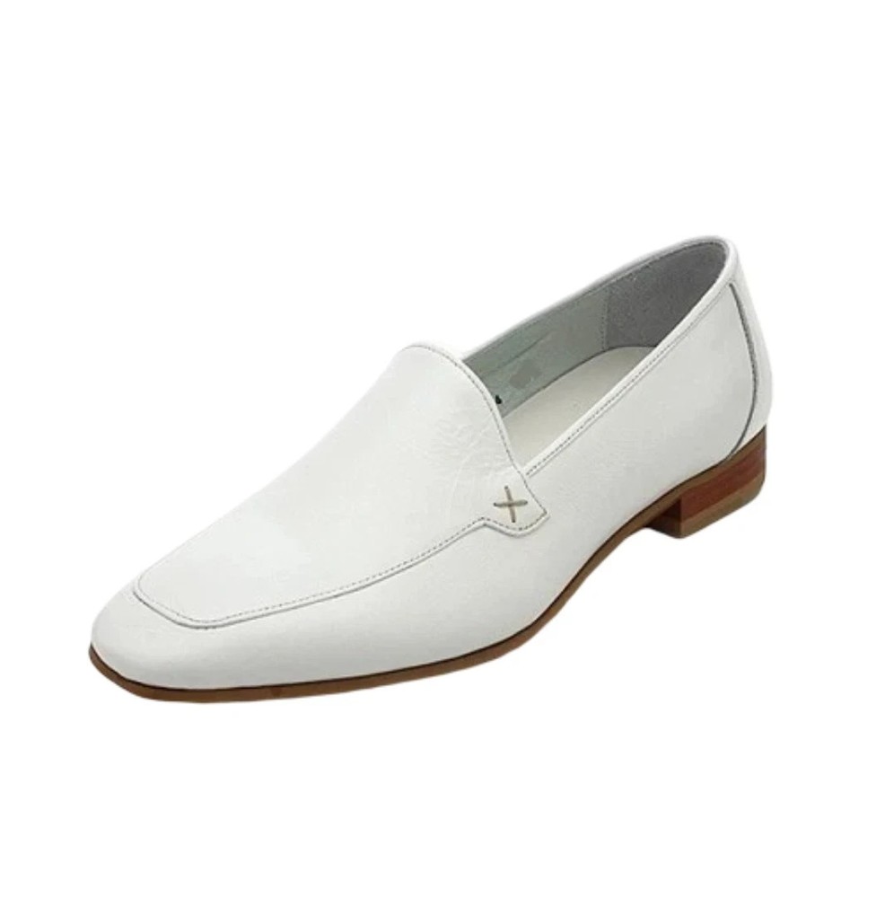 Handmade Genuine Leather White Moccasin Dress Formal Slip On Party Shoes For Men