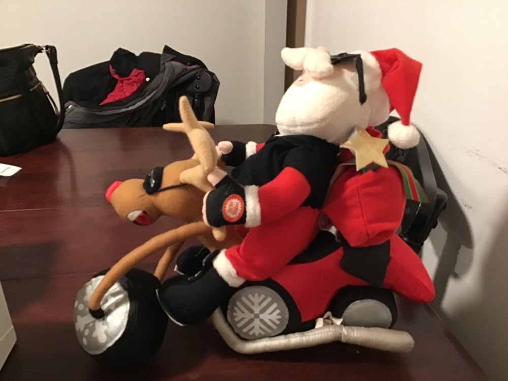 Singing Santa On Reindeer Motorcycle